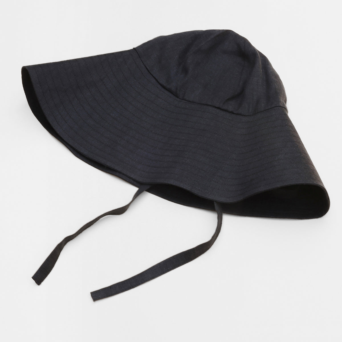 Black Linen Sun Hat Linen bucket hat / Black linen sun hat - Wavy Linen main image 3